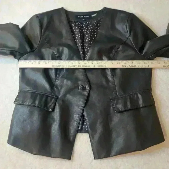 Black Rivet Blazer Jacket Womens XL Faux Leather Black One Button Collarless - Picture 13 of 16